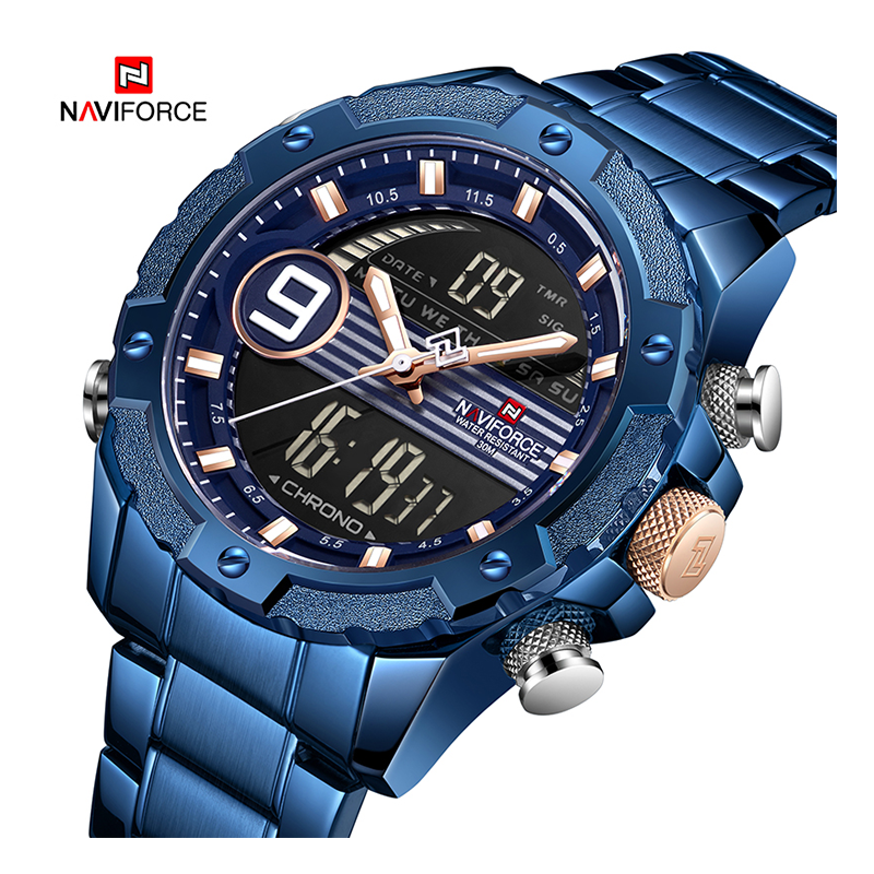 WW1130 Naviforce Multifunction Dual Time Chain Watch NF9146M