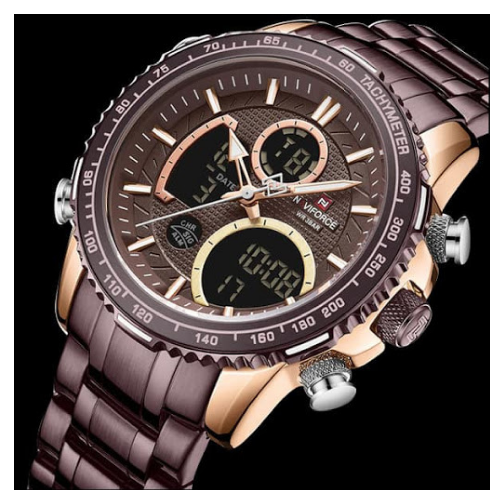 WW1208 Naviforce Multifunction Dual Time Chain Watch NF9182M