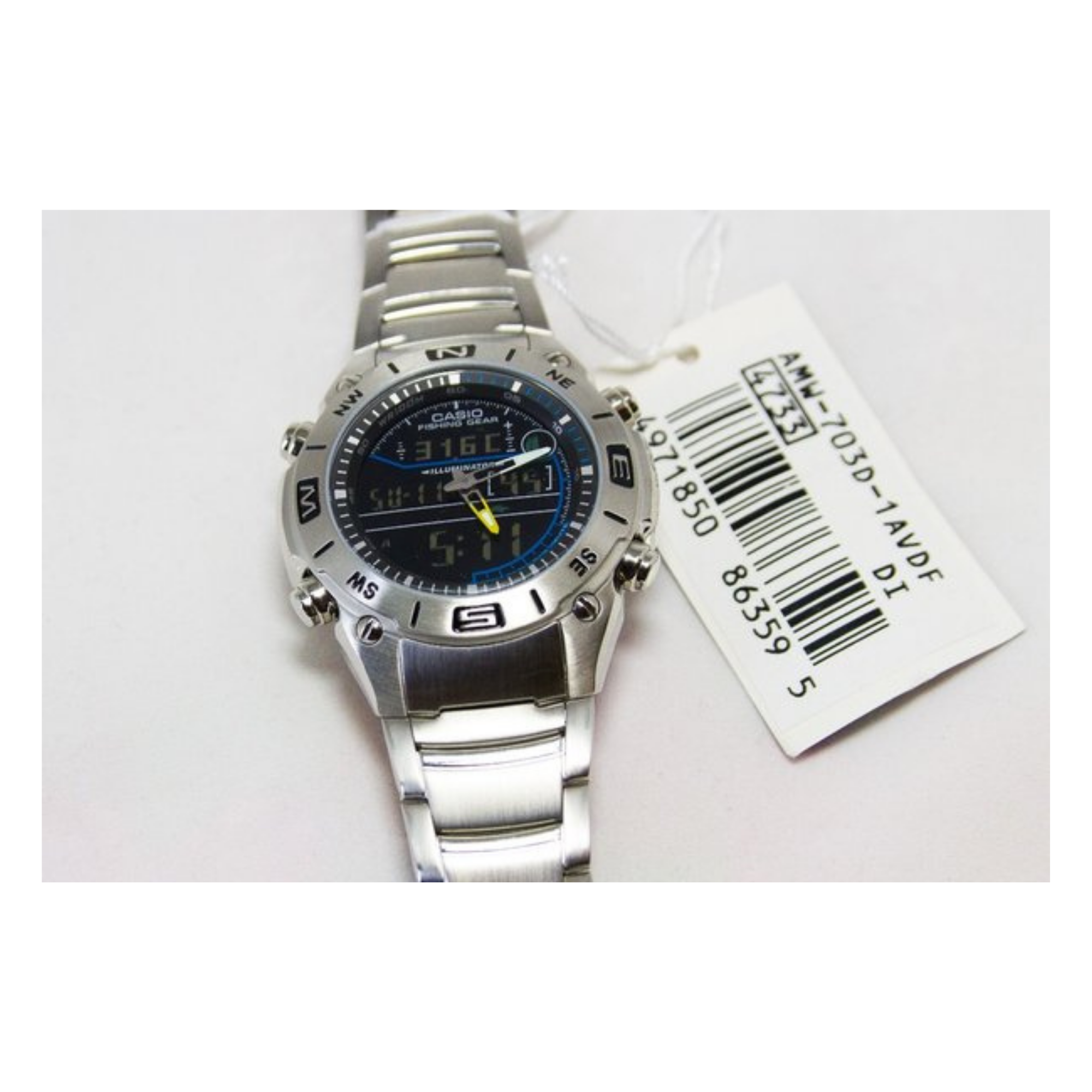 WW0388 Casio Youth Fishing Gear Stainless Steel Chain Watch AMW-703D-1AVDF