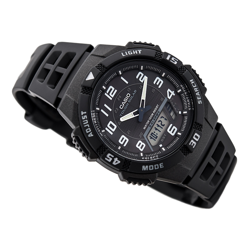 WW0078 Casio Tough Solar Dual Time Resin Belt Watch AQ-S800W-1BVDF
