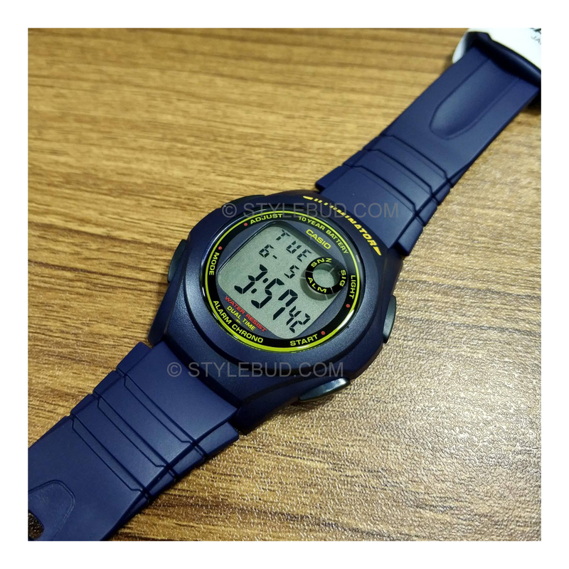 WW0047 Casio Youth Dual Time Resin Belt Watch F-200W-2BDF
