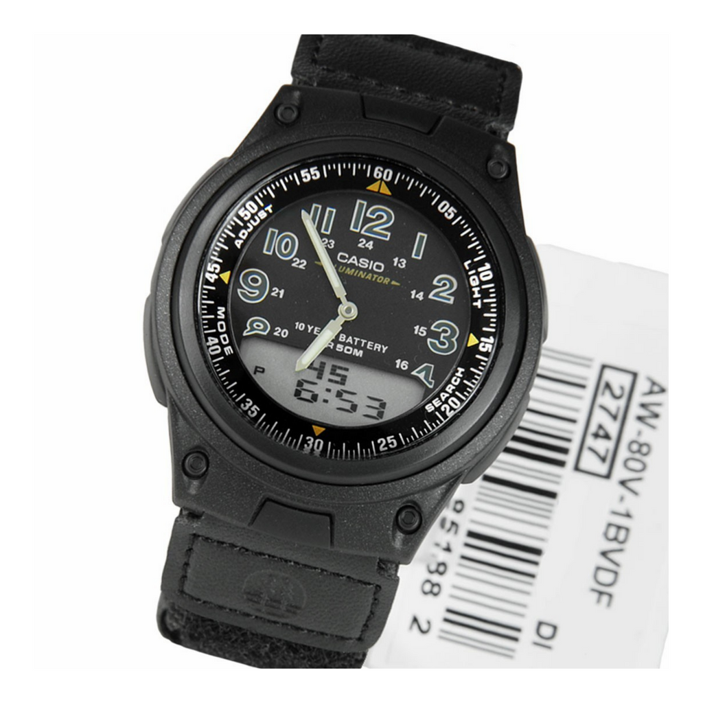 WW0397 Casio Youth Dual Time Nylon Belt Watch AW-80V-1BVDF