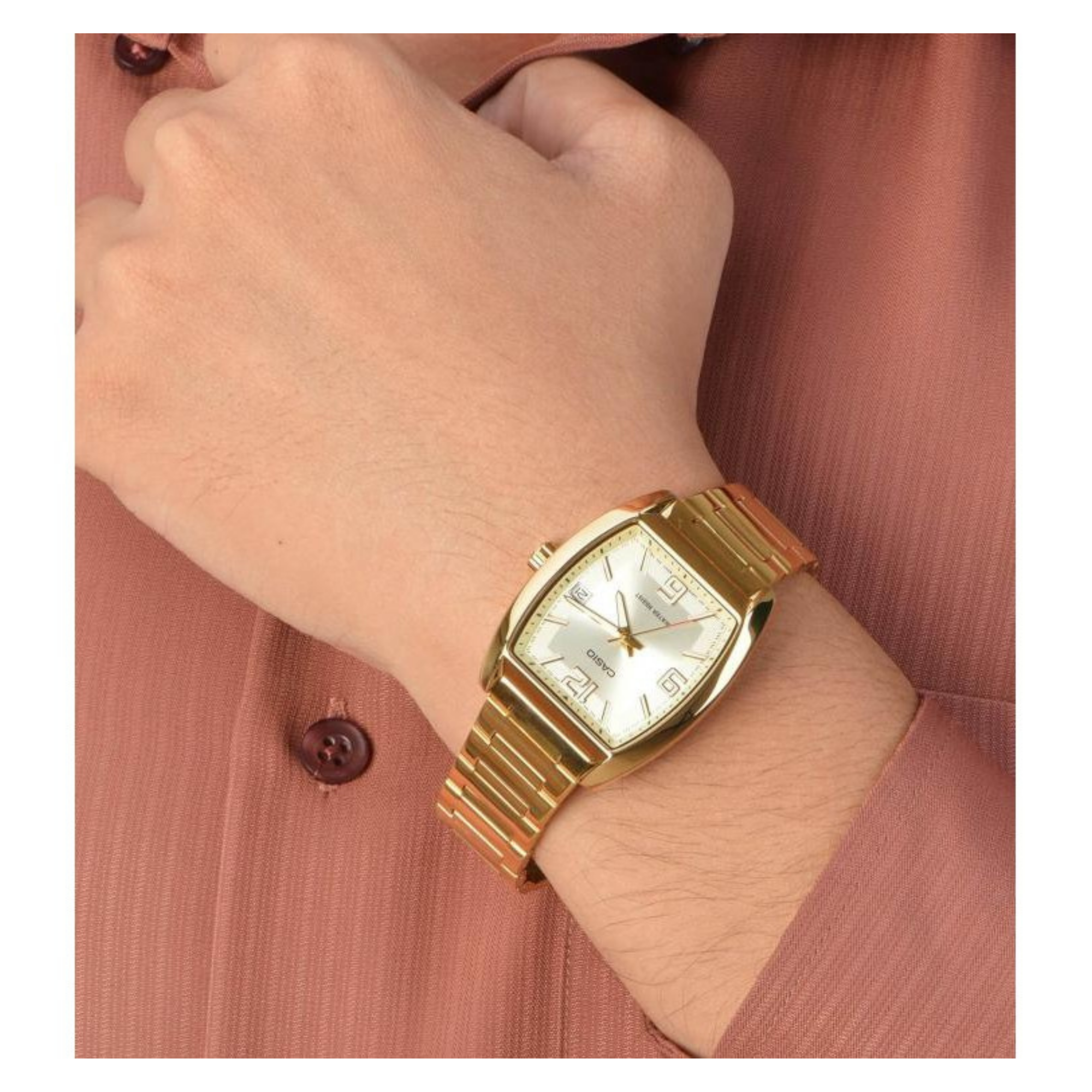 WW1298 Casio Standard Date Golden Chain Watch MTP-E107G-9ADF