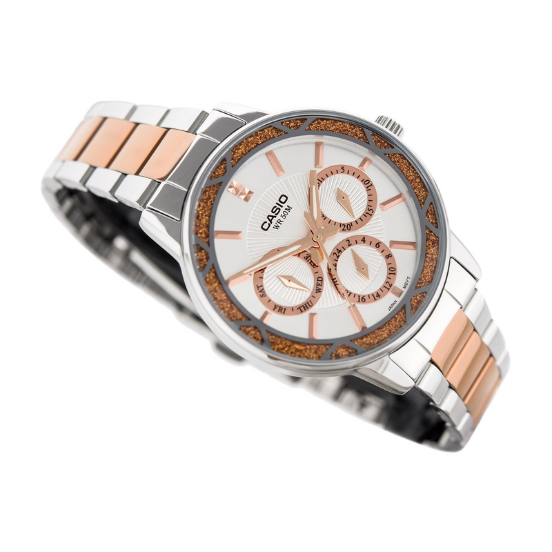 WW1188 Casio Enticer Multifunction Ladies Stainless Steel Chain Watch