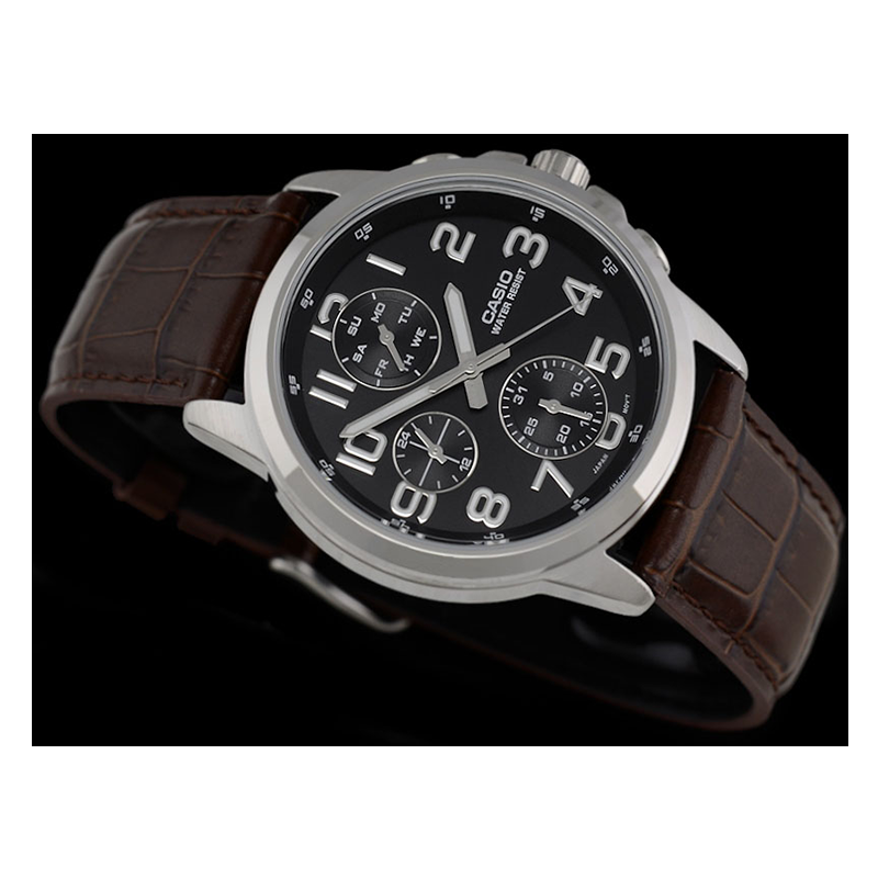 WW0554 Casio Multifunction Leather Belt Watch MTP-E307L-1AVDF