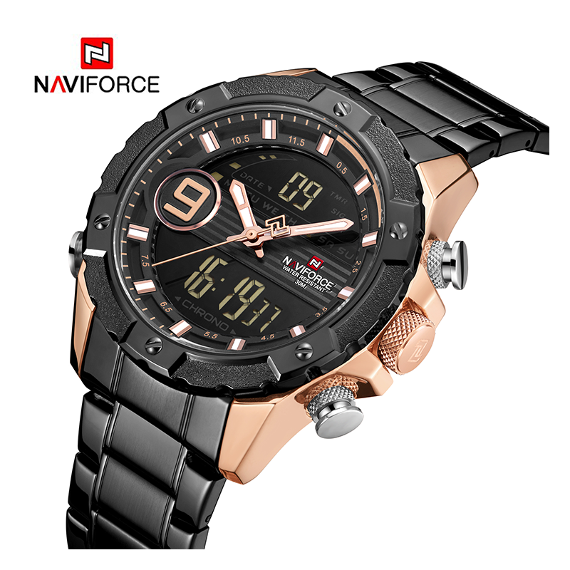 WW1131 Naviforce Multifunction Dual Time Chain Watch NF9146M