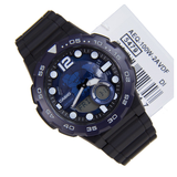 WW0608 Casio Youth World Time Resin Belt Watch AEQ-100W-2AVDF