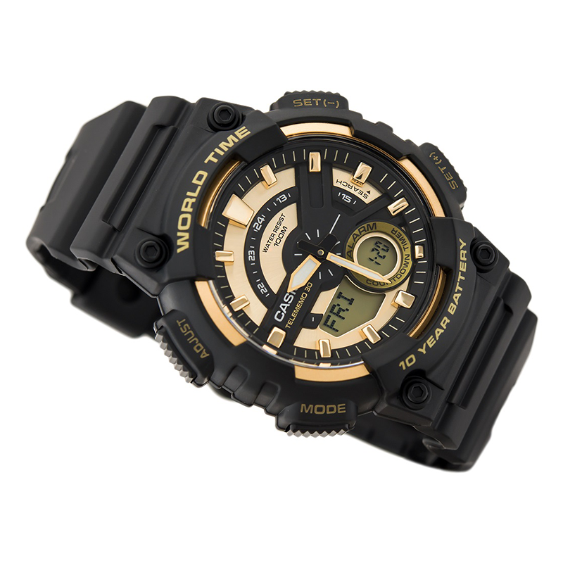 WW1306 Casio Youth Dual Time Resin Belt Watch AEQ-110BW-9AVDF