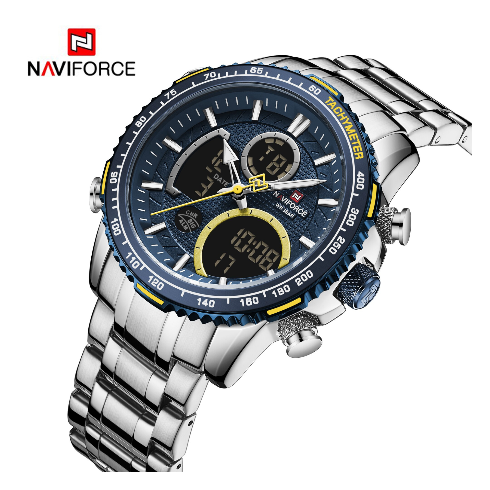 WW1206 Naviforce Multifunction Dual Time Chain Watch NF9182M