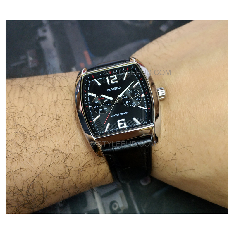 WW0631 Casio Day Date Leather Belt Watch MTP-E302L-1A