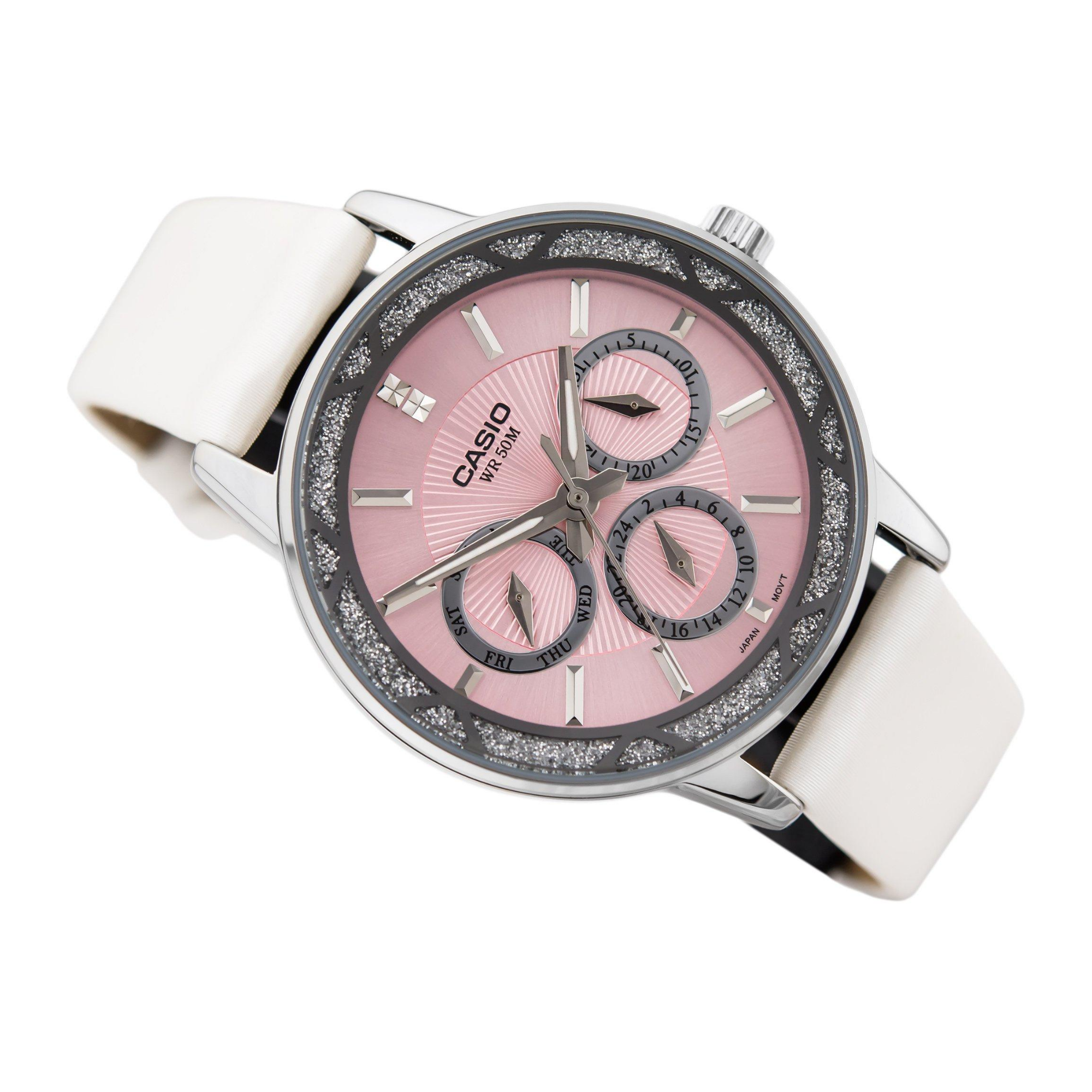 WW1186 Casio Enticer Multifunction Ladies Leather Belt Watch LTP-2087SL-4AVDF