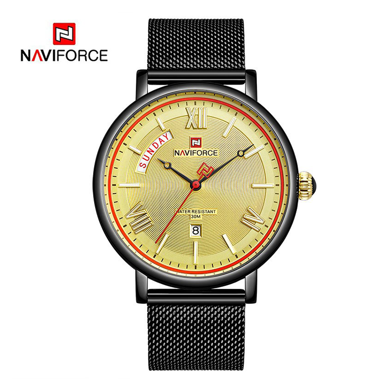 WW0341 Naviforce Day Date Mesh Chain Watch NF3006M