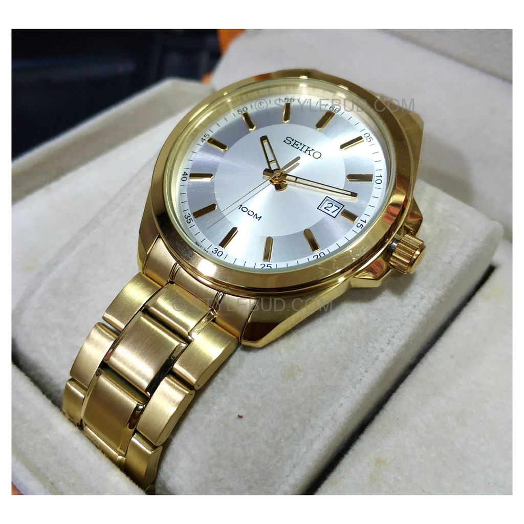 WW0885 Seiko Date Stainless Steel Golden Chain Watch SUR064P1