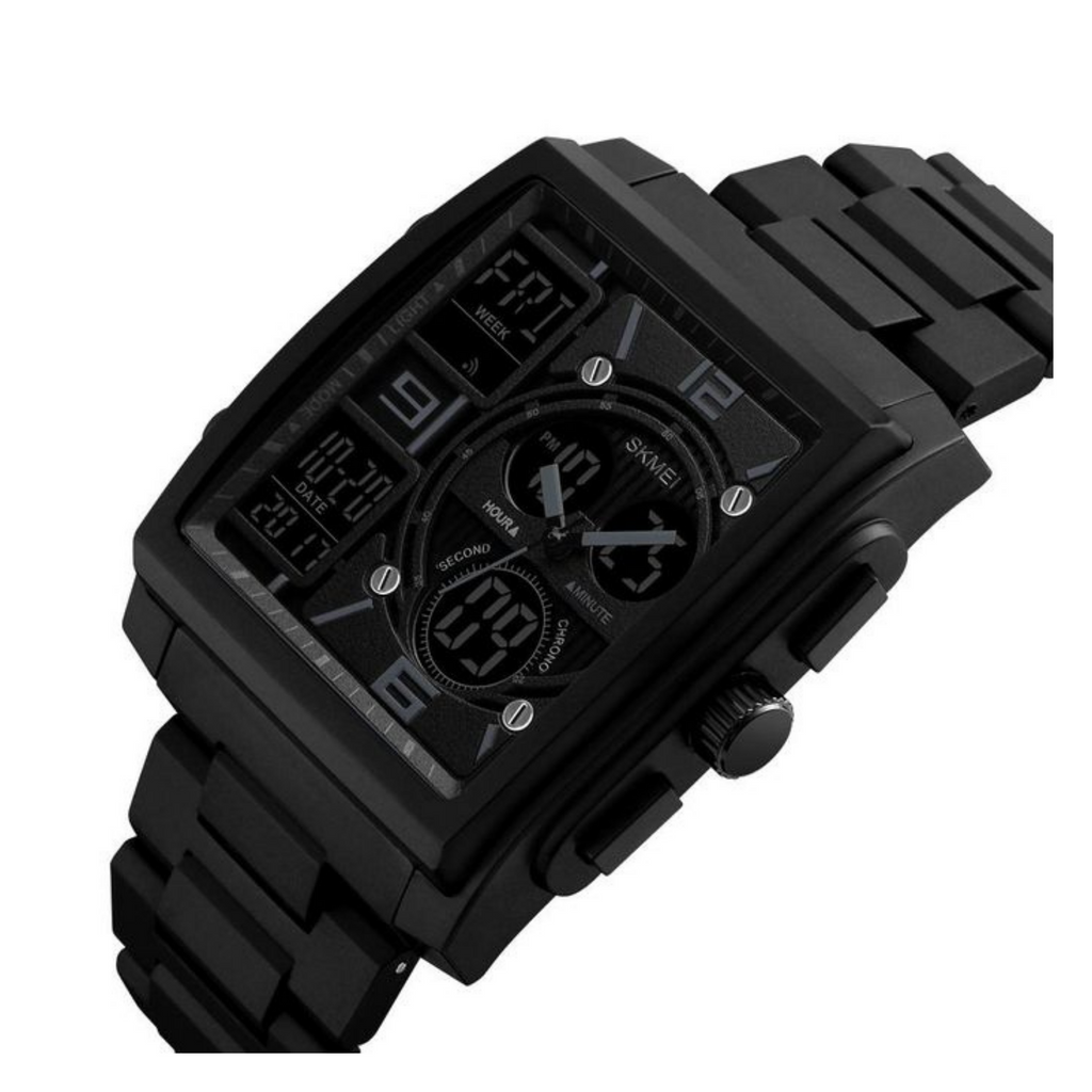 WW1227 SKMEI Multifunction Dual Time PU Chain Watch 1274