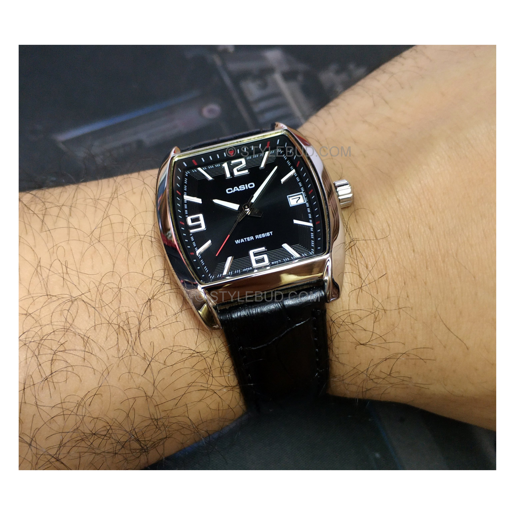 WW0267 Casio Standard Date Leather Belt Watch MTP-E107L-1ADF
