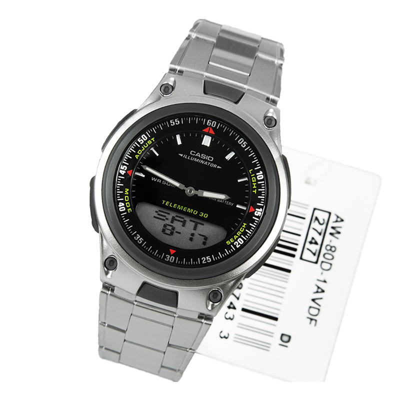WW0126 Casio Youth Dual Time Chain Watch AW-80D-1AVDF