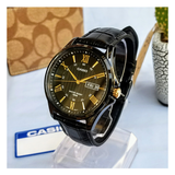 WW1120 Casio Enticer Day Date Black Leather Belt Watch MTP-1384BL-1AVDF