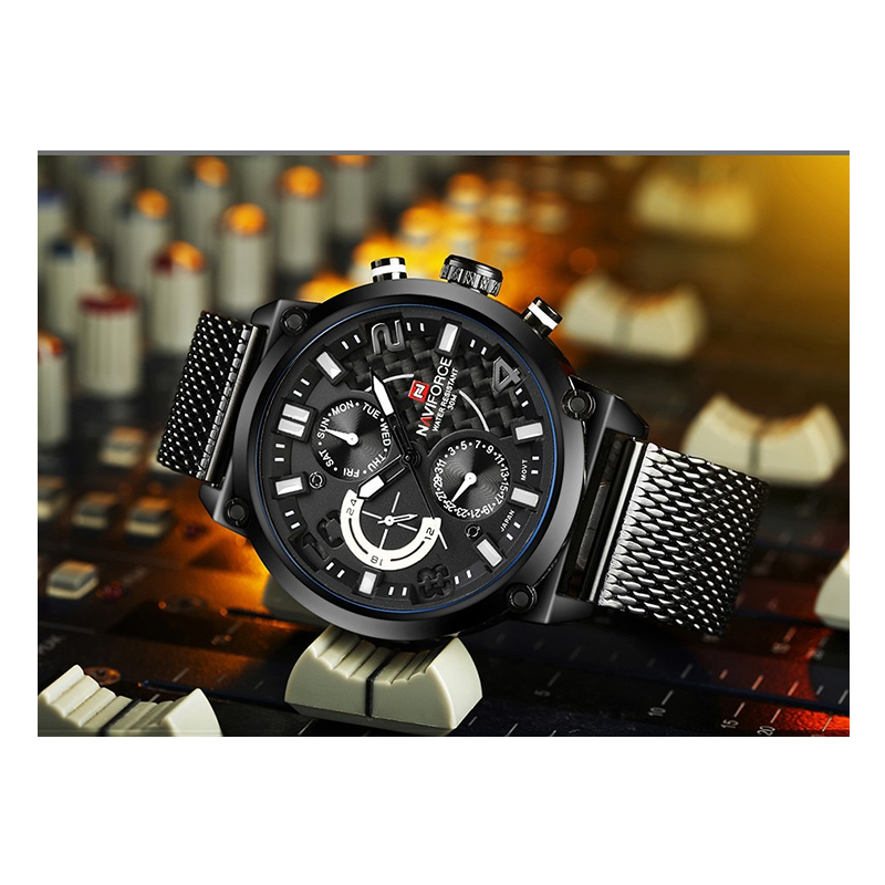 WW0140 Naviforce Multifunction Mesh Chain Watch NF9068M