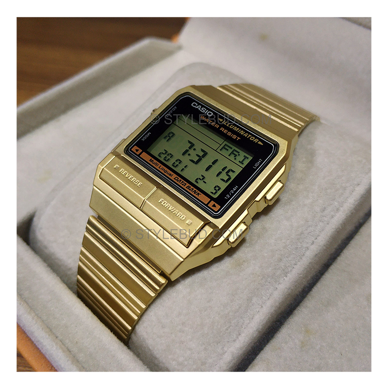 WW0540 Casio Vintage Data Bank Golden Chain Watch DB-380G-1DF