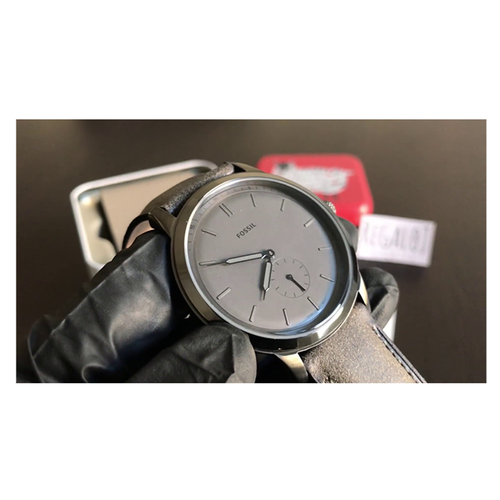 WW0214 Fossil Minimalist Two-Hand Gray Leather Belt Watch FS5445L