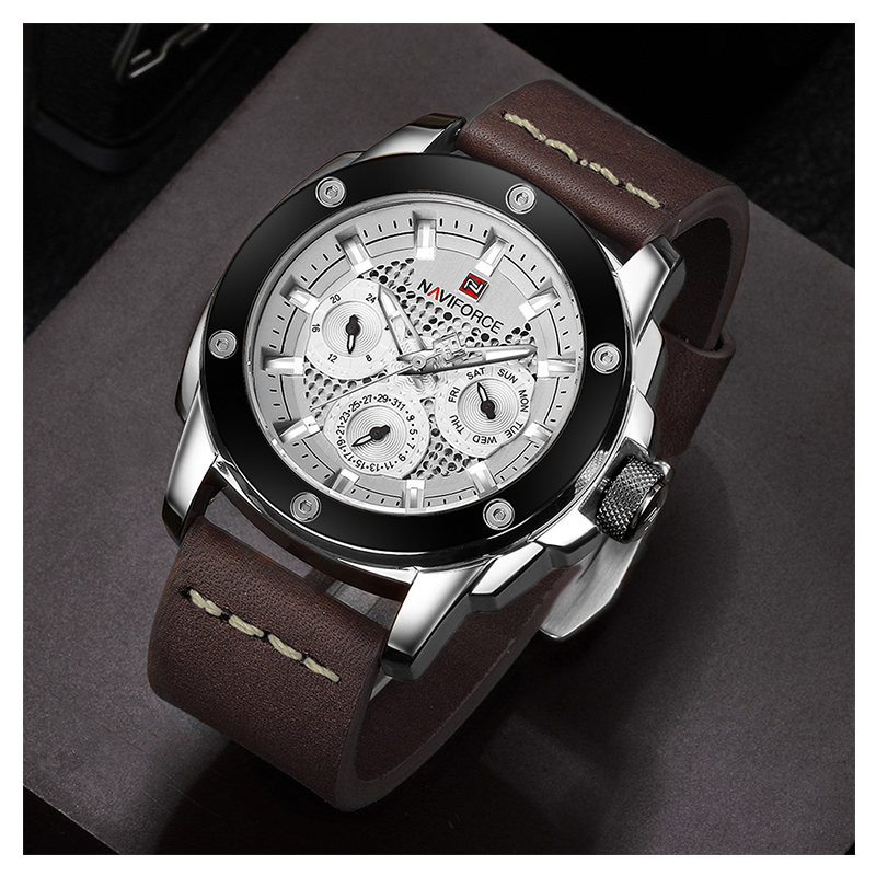 WW1112 Naviforce Multifunction Leather Belt Watch NF9116M