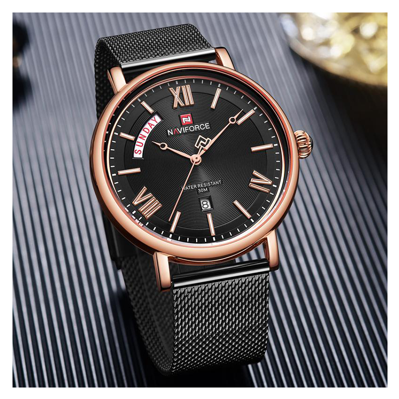 WW0335 Naviforce Day Date Mesh Chain Watch NF3006M