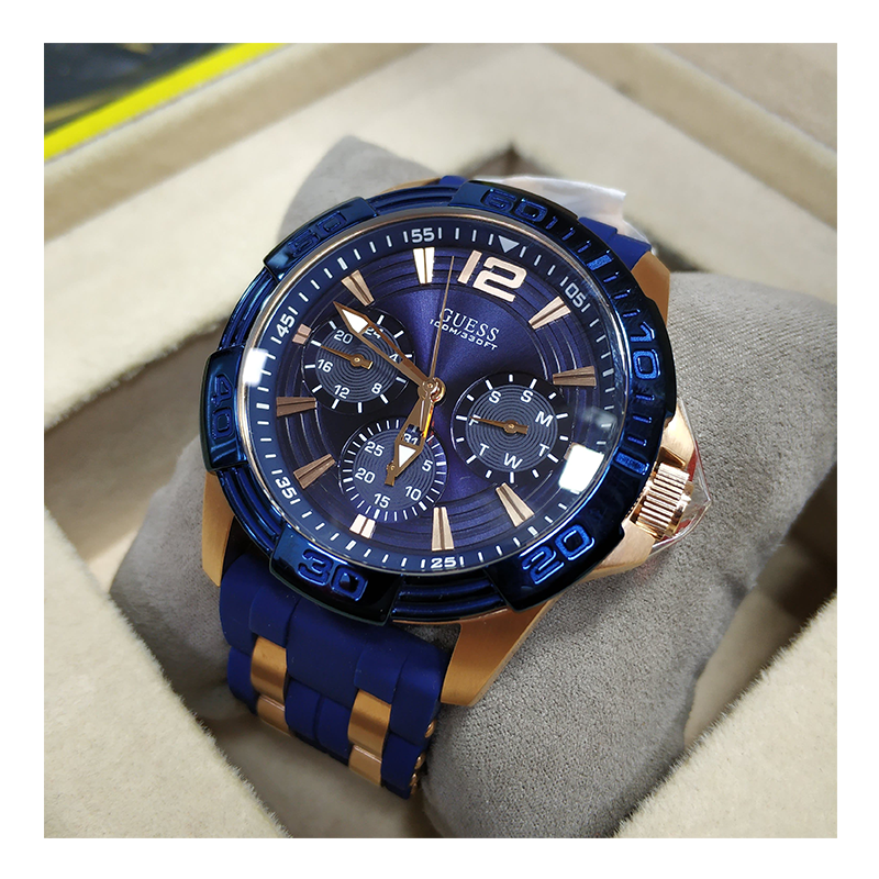 WW0547 Guess Oasis Blue Day Date Belt Watch W0366G4