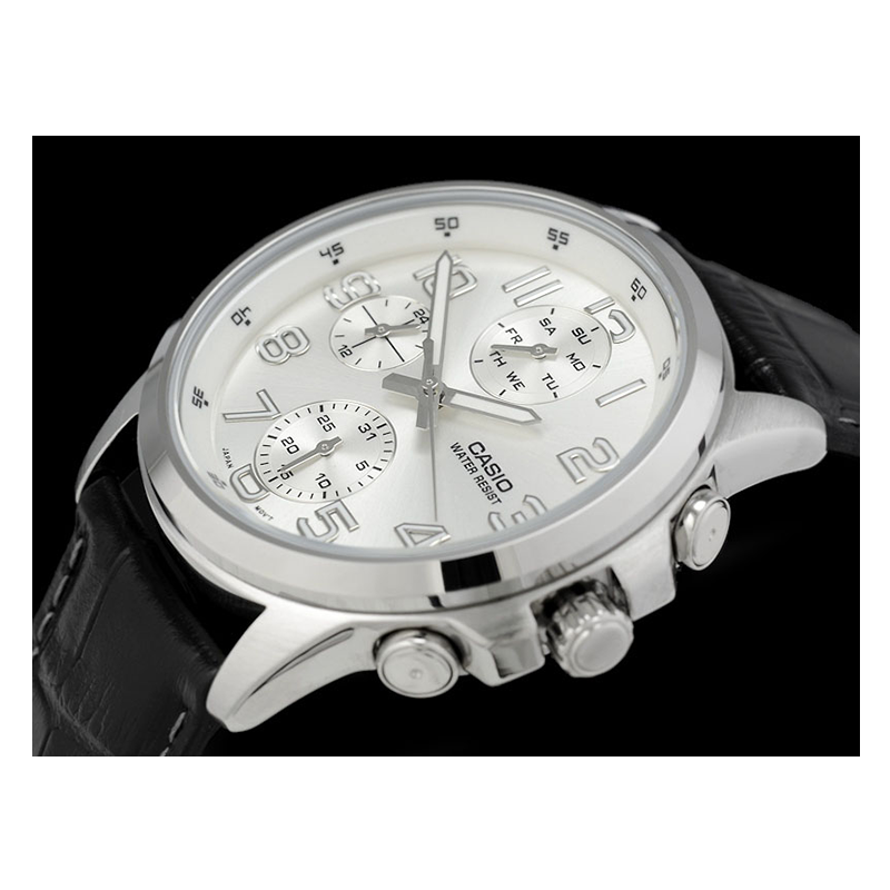 WW0553 Casio Multifunction Leather Belt Watch MTP-E307L-7AVDF