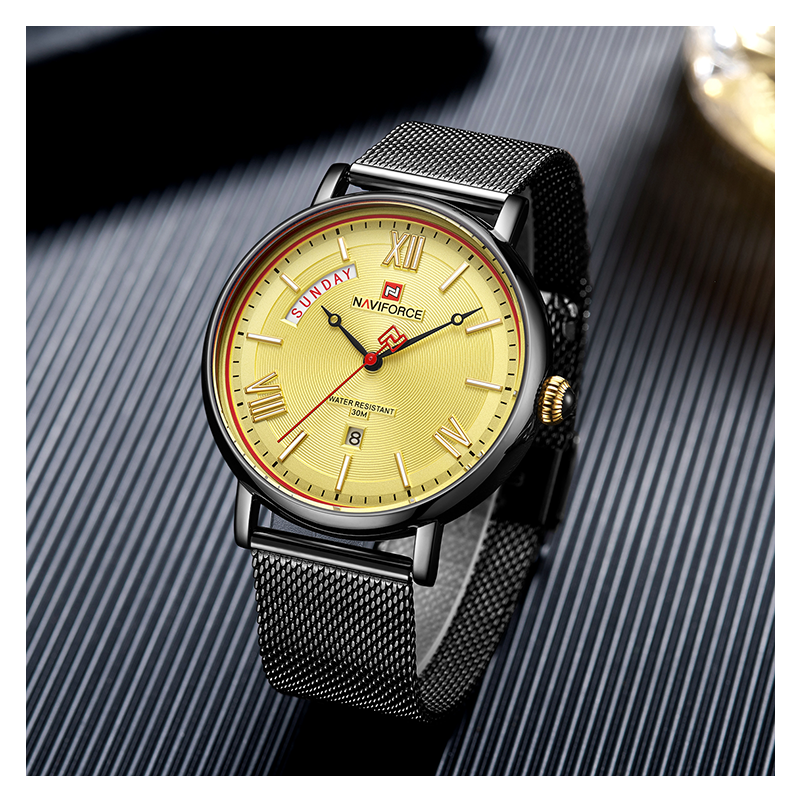 WW0341 Naviforce Day Date Mesh Chain Watch NF3006M
