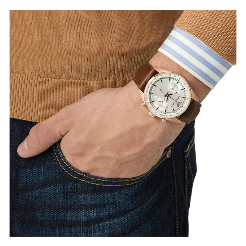 WW0266 Emporio Armani Sportivo Chronograph Leather Belt Watch AR5995