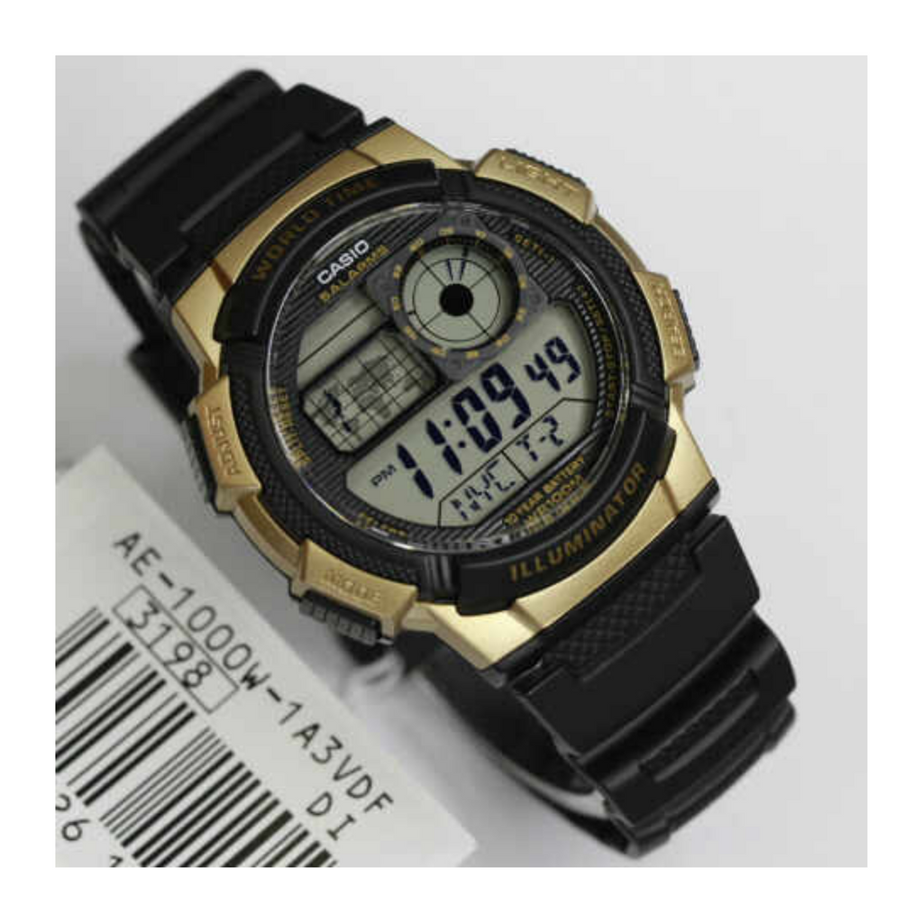 WW1065 Casio Youth World Time Digital Resin Belt Watch AE-1000W-1A3VDF