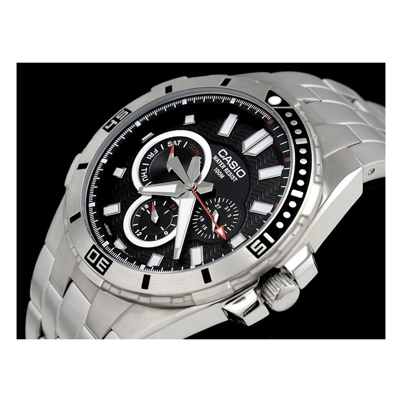 WW0364 Casio Enticer Multifunction Stainless Steel Chain Watch MTD-1060D-1AVDF