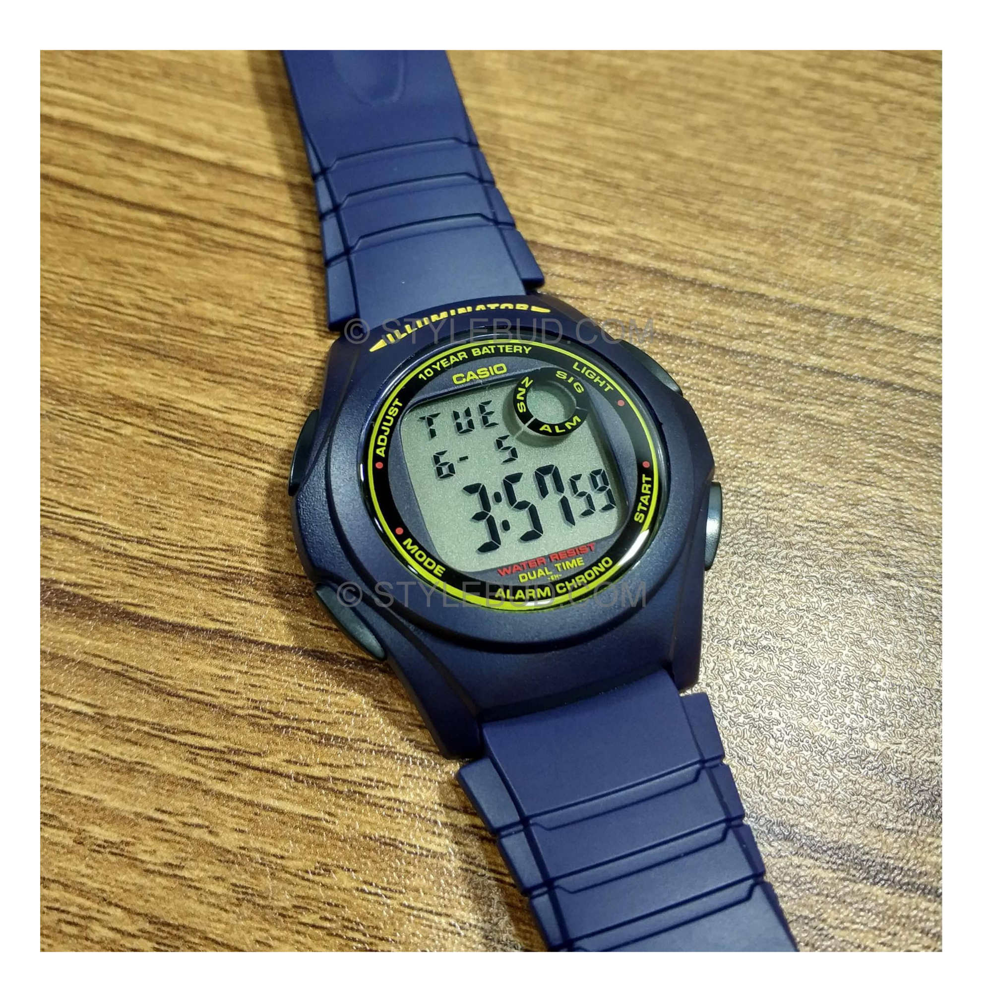 WW0047 Casio Youth Dual Time Resin Belt Watch F-200W-2BDF