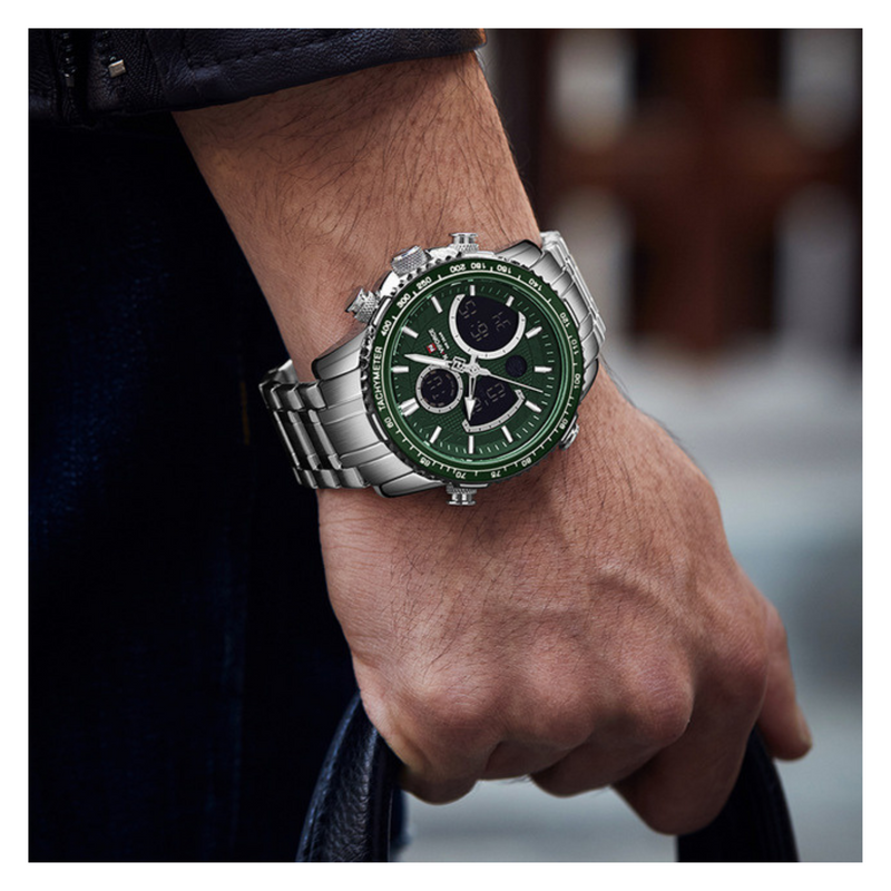 WW1207 Naviforce Multifunction Dual Time Chain Watch NF9182M