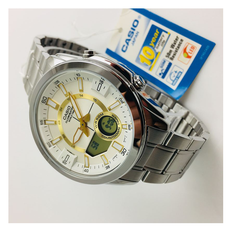 WW1145 Casio Enticer Dual Time Multifunction Chain Watch AMW-810D-9AVDF