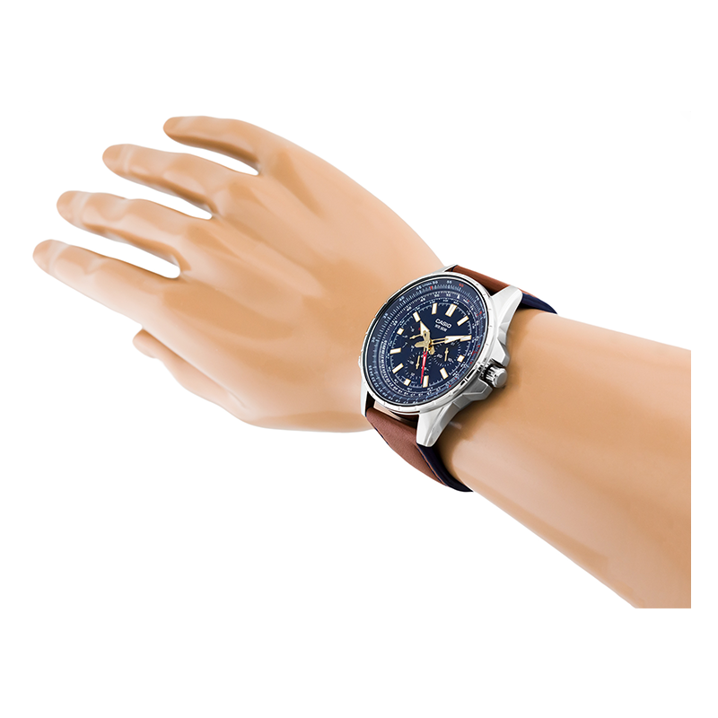 WW0239 Casio Enticer Sweep Second Leather Belt Watch MTP-SW320L-2AVDF