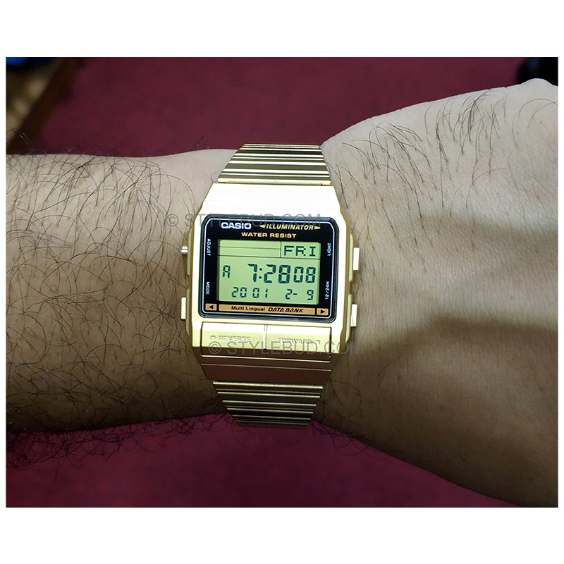 WW0540 Casio Vintage Data Bank Golden Chain Watch DB-380G-1DF