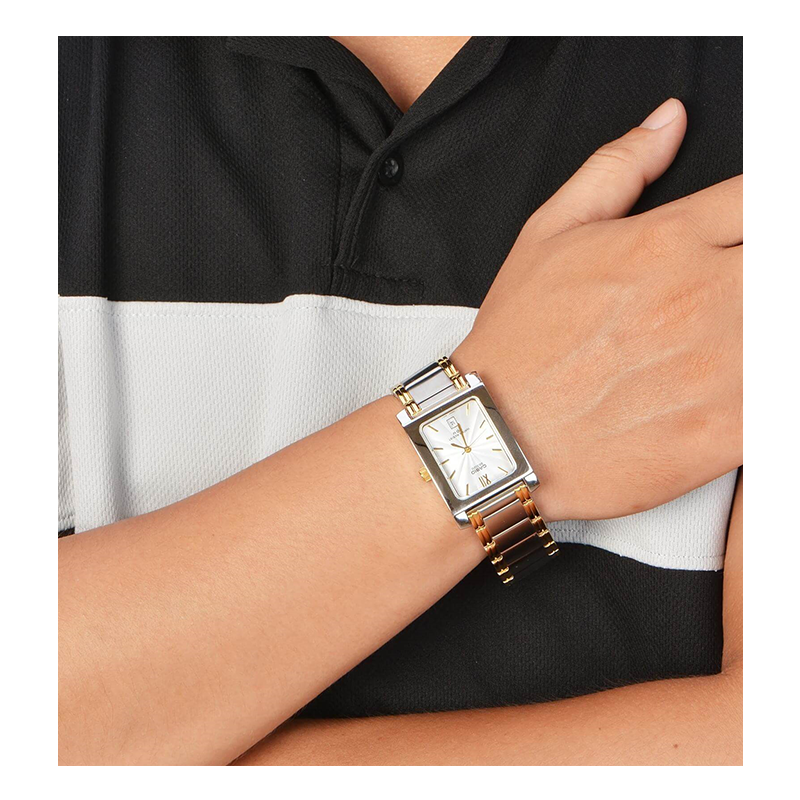 WW0307 Casio Beside Date Stainless Steel Two Tone Chain Watch BEM-100SG-7AVDF
