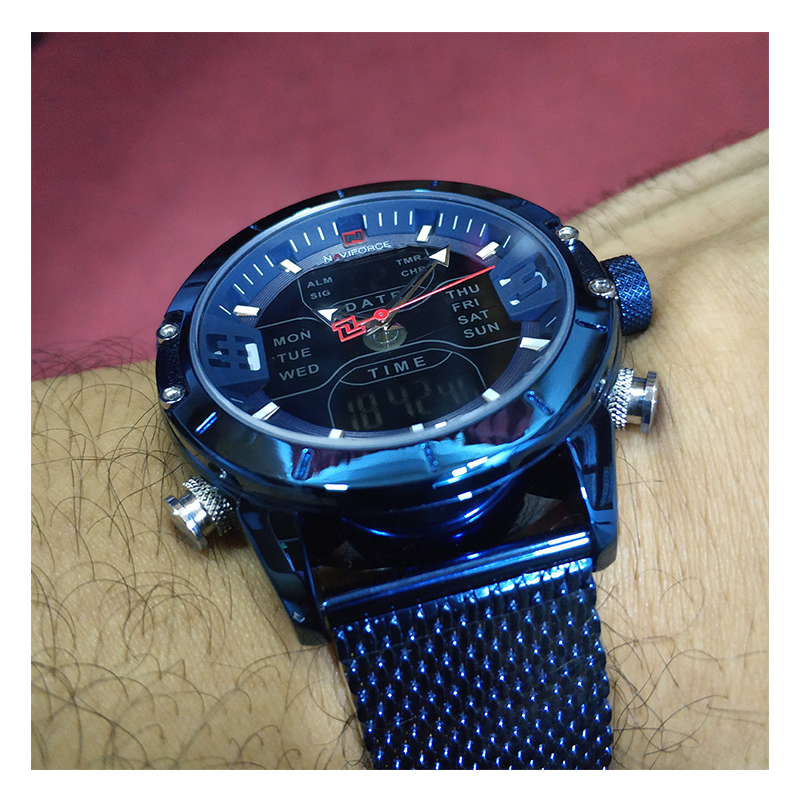 WW0878 Naviforce Multifunction Dual Time Mesh Chain Watch NF9153M