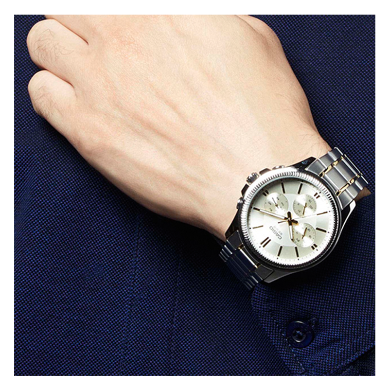 WW1079 Casio Enticer Multifunction Two Tone Chain Watch MTP-1375SG-9AVDF