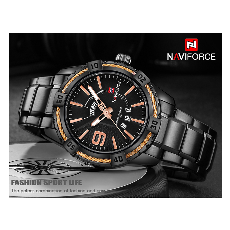 WW1150 Original Naviforce Day Date Chain Watch NF9117M at Best