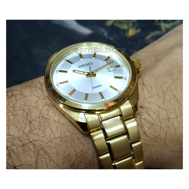 WW0885 Seiko Date Stainless Steel Golden Chain Watch SUR064P1