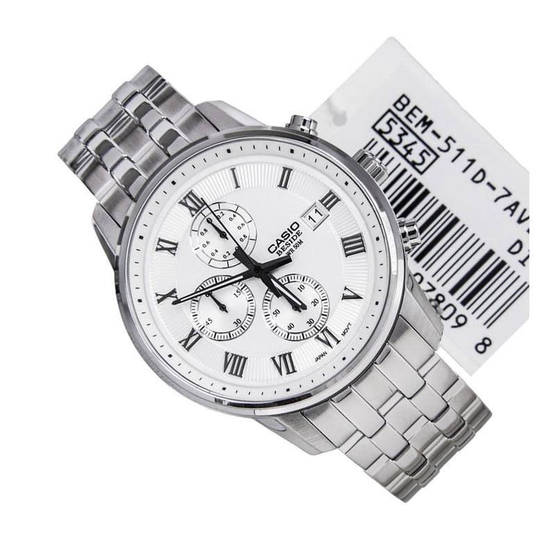 WW0464 Casio Beside Chronograph Stainless Steel Chain Watch BEM-511D-7AVDF