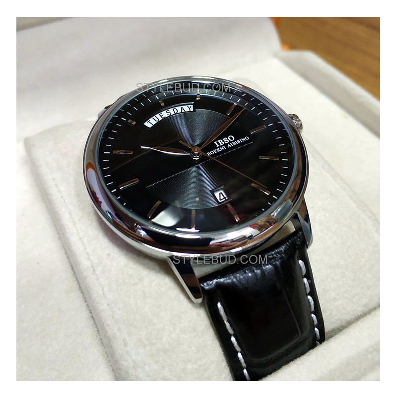 WW0372 IBSO Day Date Leather Belt Watch S3978G