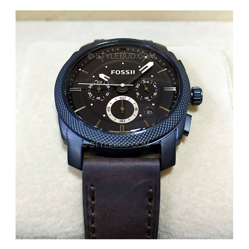 WW0122 Fossil Machine Chronograph Date Leather Belt Watch FS4656