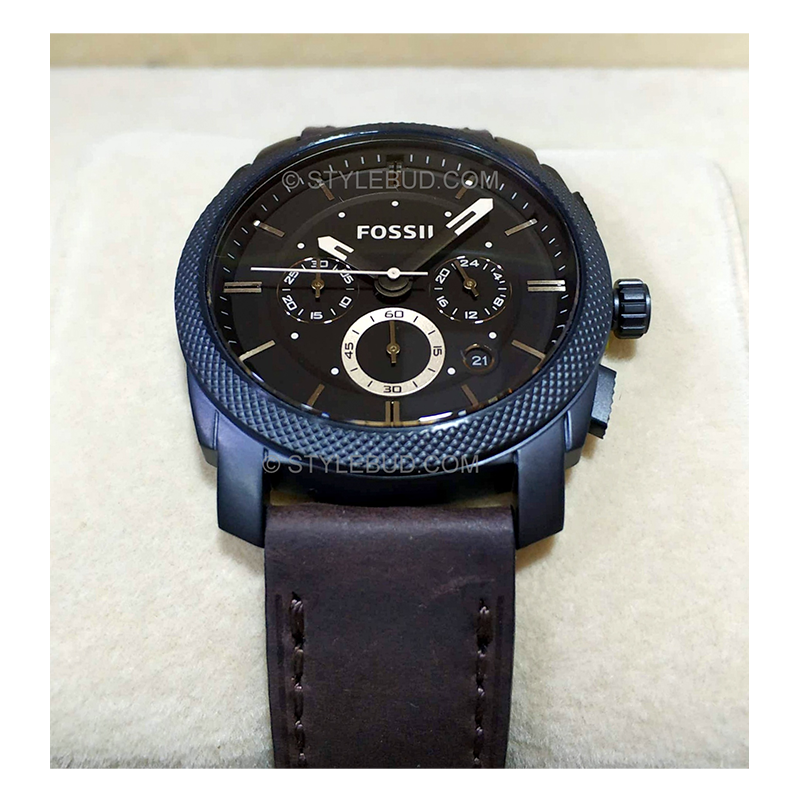 Fossil Machine Chronograph Date Leather Belt Watch FS4656 in