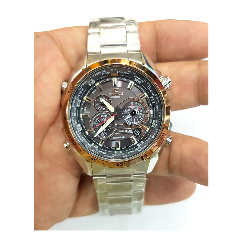 WW0368 Casio Edifice Tough Solar Multifunction Stainless Steel Chain Watch EQS-500DB-1A2DR