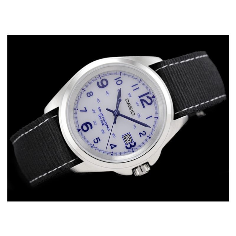 WW0627 Casio Solar Date Nylon Belt Watch MTP-S101-7BVDF