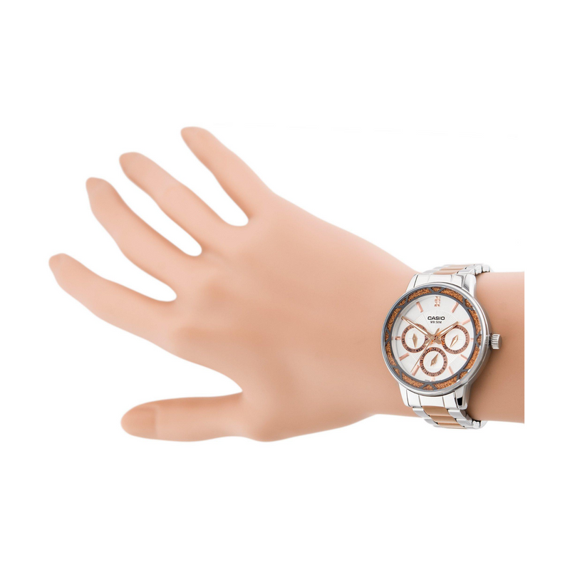 WW1188 Casio Enticer Multifunction Ladies Stainless Steel Chain Watch