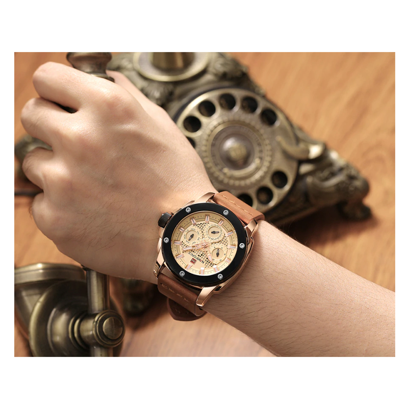 WW1111 Naviforce Multifunction Leather Belt Watch NF9116M